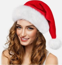New Santa Hat Santa's Caps Christmas Hat Plush Red Holiday Adult Christmas Cap