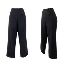 Vtg 00s Authentic Chanel Charcoal Boss Babe Office Black Wool Trouser Pants