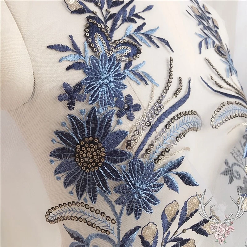 1pcs Sequins Lace Embroidery 3D Flower Sew on Patch For DIY Craft Accessories - Image 3 of 4
