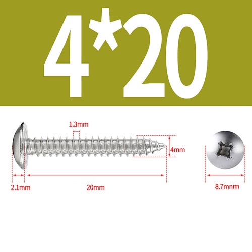 M4 6mm-60mm A2 Stainless Steel Phillips Pan Head Self Tapping Screws Tappers - Picture 15 of 21