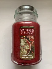 Yankee Candle PEPPERMINT PINWHEELS 22 oz LARGE JAR  HTF  SCENT