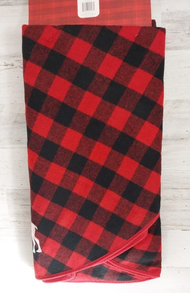 Hallmark Red Christmas Tree Skirt Plaid Silver Moose 48in DIA NEW - Image 4 of 4