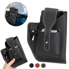Men Vertical Cell Phone Holster Pouch Wallet Case PU Leather Waist Belt Pack Bag