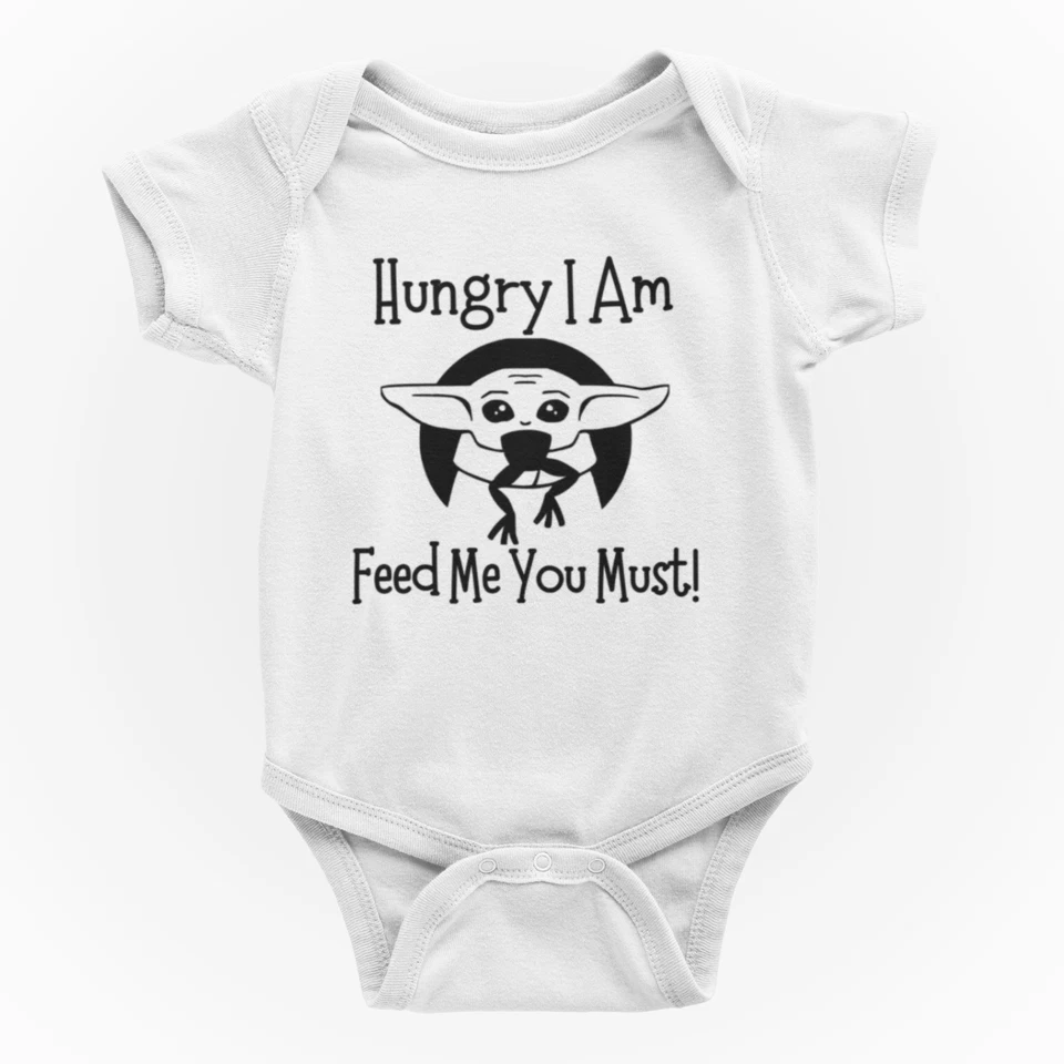 Star Wars Yoda Baby Grow Vest Hungry I Am Funny Joke New Parent Gift