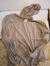 New J. Crew Men's Relaxed Cotton T-Shirt Hoodie Beige Stripe Large.