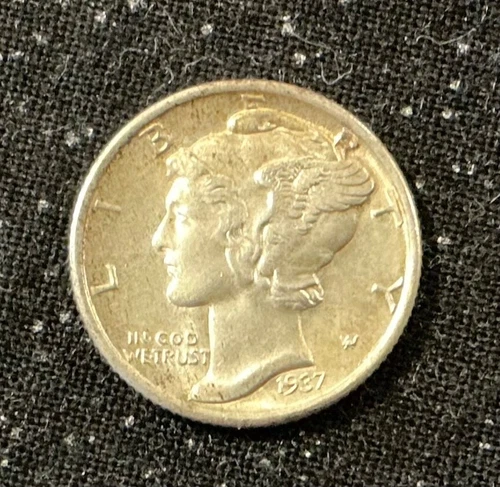 1937 P Mercury Silver Dime, Choice Uncirculated, FSB