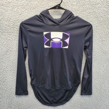 Under Armour Girls YSM Black Graphic Tech Hoodie Youth Small NWT