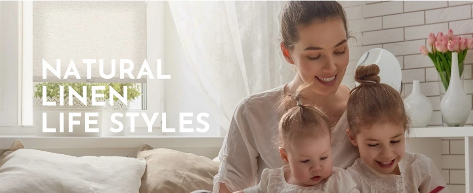 Persianas enrollables inalámbricas Blackout de lino tejido natural METechs tamaño personalizado Foto 3 de 4