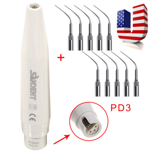 SANDENT Dental Ultrasonic Piezo Scaler Handpiece w/ 10*Tips PD3 Fit DTE