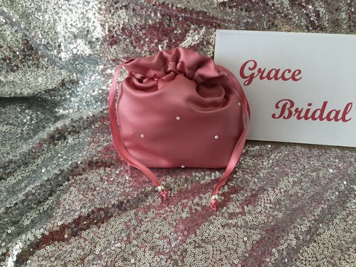 ROSE PINK DUCHESS SATIN DOLLY BAG WEDDING PROM MAID. FLOWER GIRL*UK MADE/SELLER8 - Picture 8 of 15