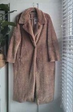 TESCO F&F LONG TEDDY COAT POCKETS LINED SIZE L NEW WITH TAGS DESIGNER DUPE