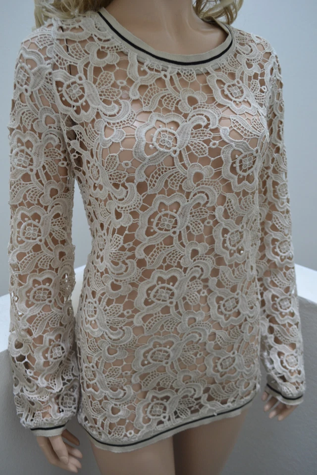 Frog Box Cotton Lace Pullover Spitze Lace 40 beige - Bild 3 von 4