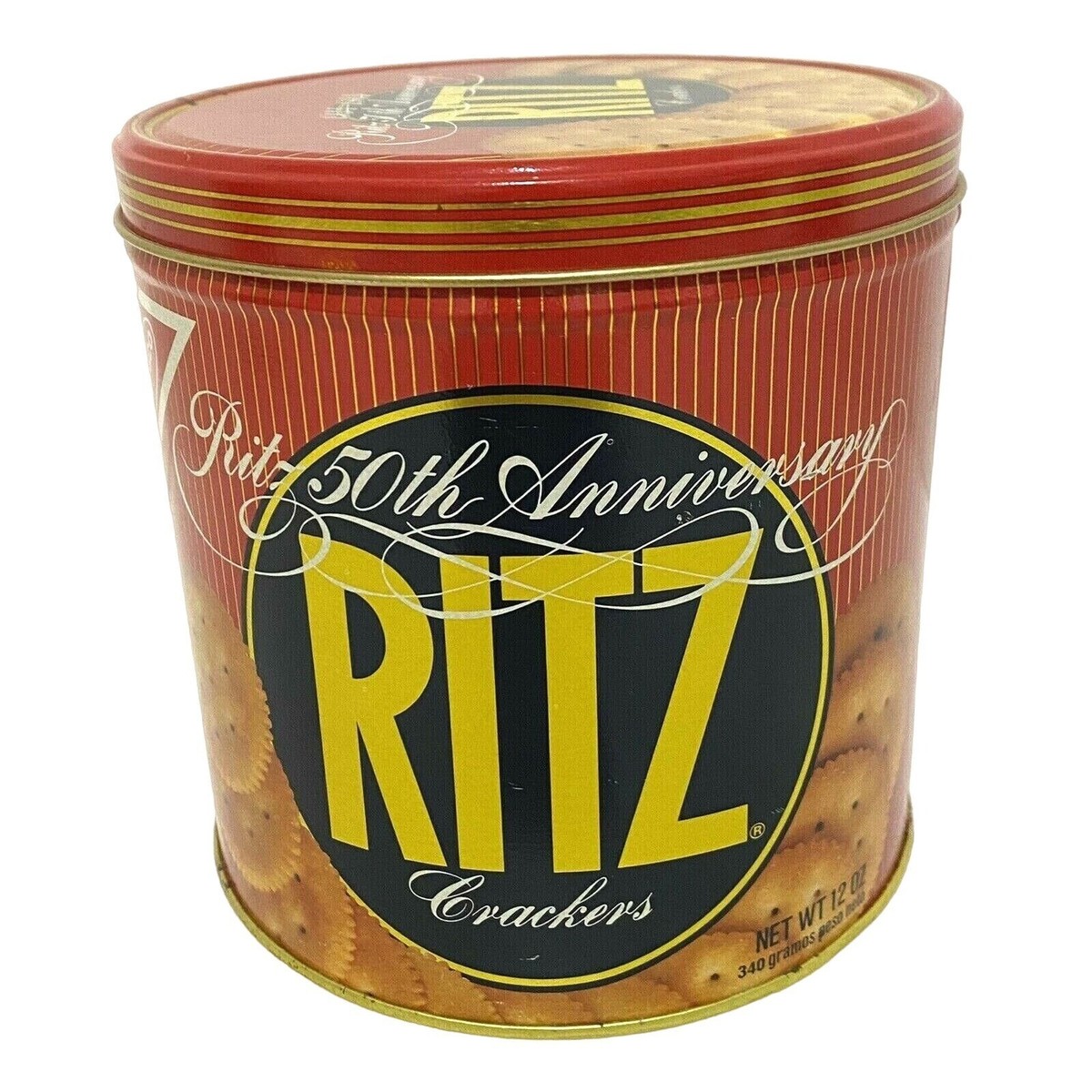 Round Nabisco Ritz Crackers 50th Anniversary Tin Red Vintage 80s
