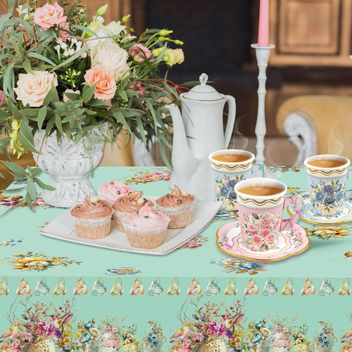 3 Pack Tea Party Decoration Tea Party Tablecloth Plastic 54 X 108 Flowers Floral - Picture 5 of 9