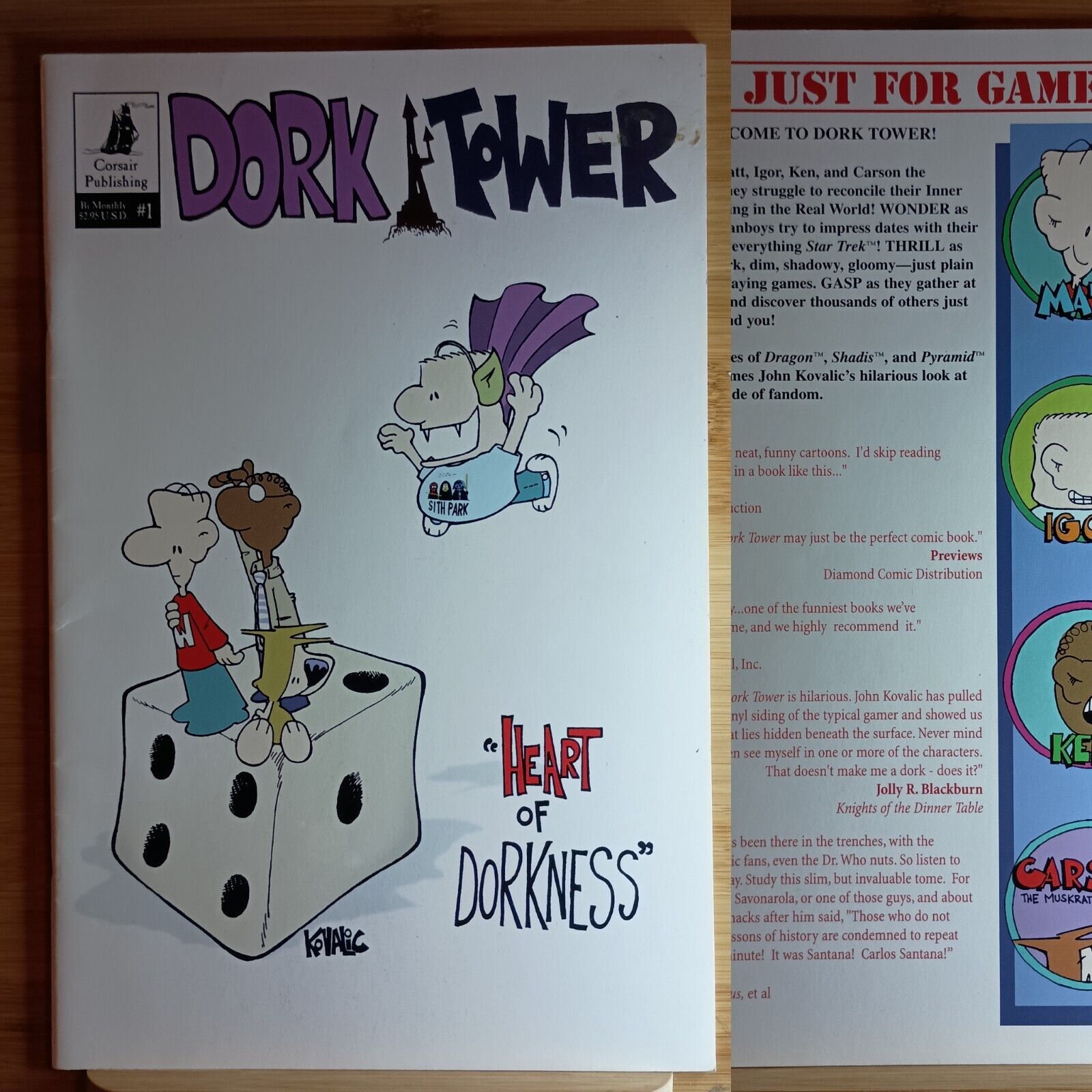 1999 Corsair Publishing Comics Dork Tower 1 John Kovalic Cover Artist FREE SHPNG