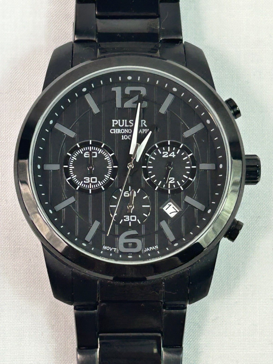 Pulsar VD53-X079 Mens Chronograph Analog Watch All Black Tone Date Pulsar VD53-X079 Mens Chronograph Analog Watch All Black Tone Date