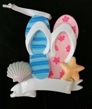 Personalized Flip Flops Two 2 Couple First Christmas Ornament Vacation
