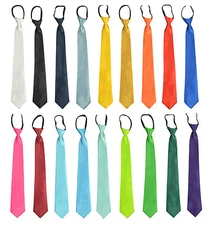 Plain Polyester Men's 2 or 3 inch Woven Pre-tied Zipper Neckties Various Colors