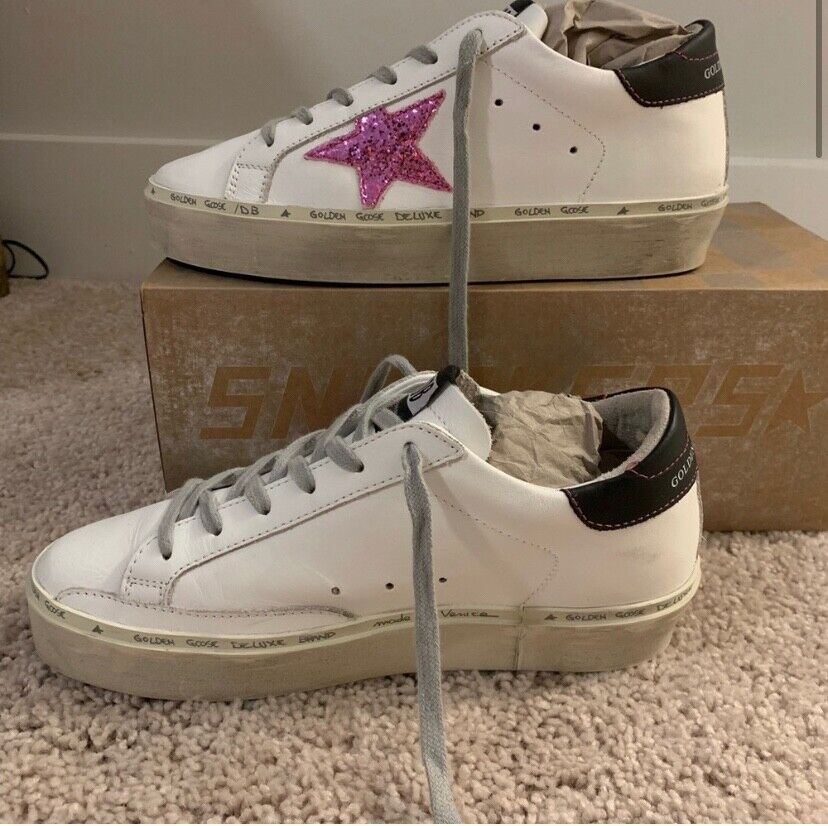 Authentic golden goose hi star sneaker size 37 navy/white/pink