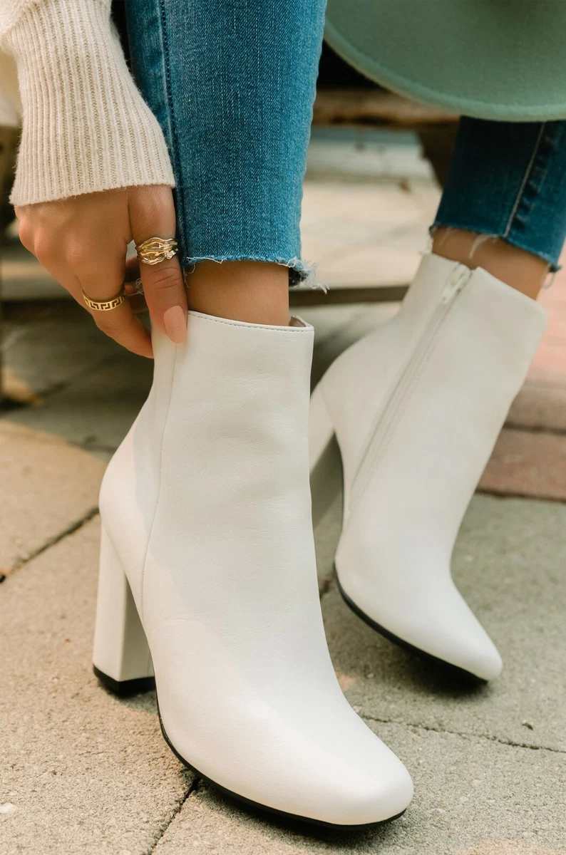 Stella White Snakeskin Booties – RubyClaire Boutique