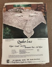 Quaker Lace Company Barcelona Lace Tablecloth Oval Natural 70x90" NIP Vintage
