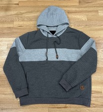 Mens Waffle Knitted Color Block Pullover Hoodies Sz XL Drawstring Hood Pockets