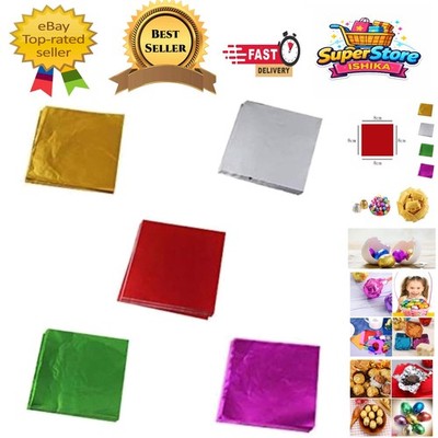 500 verschiedene farbige Folienverpackungen (8x8 cm) für Pralinen & Basteln - plastikfrei