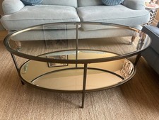 Double Tier Oval Coffee Table, Glass + Antique Brass, Gallery Direct/John lewis