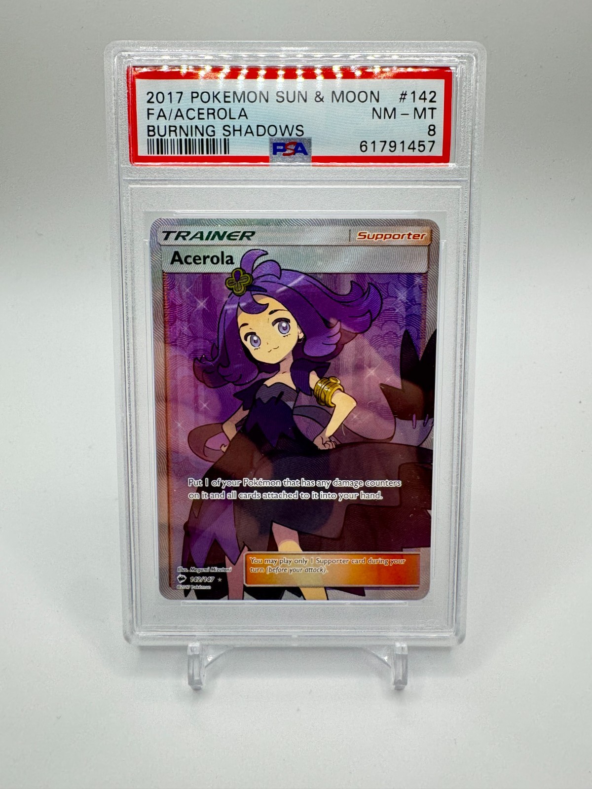 Acerola 2017 Sun & Moon: Burning Shadows #142/147 Holo (Full Art
