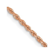 14K Rose Gold 1.5mm Diamond-cut Rope with Lobster Clasp Chain Necklace 16"