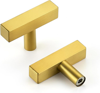 10 Pack Gold Cabinet Knobs 2 Inch - Brushed Brass Drawer Knobs Single Hole Gold 