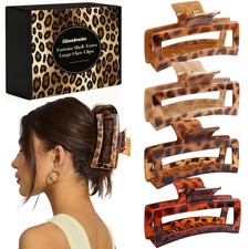 4 PCS 5 Inch Extra Large Claw Clips for Women, Tortoise Shell Jumbo Claw Clips f