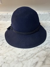 VTG Junior Seasons New York Doe Skin Wool Navy Hat Union Made