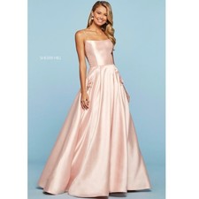 Sherri Hill 53407 Blush Pink Satin Embellished Pockets 2020 Prom Dress 4