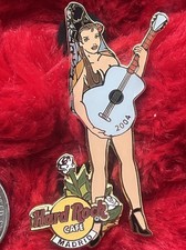 Hard Rock Cafe Pin Madrid Naked Bunny Series Girl Flag Guitar Nude Hat flower
