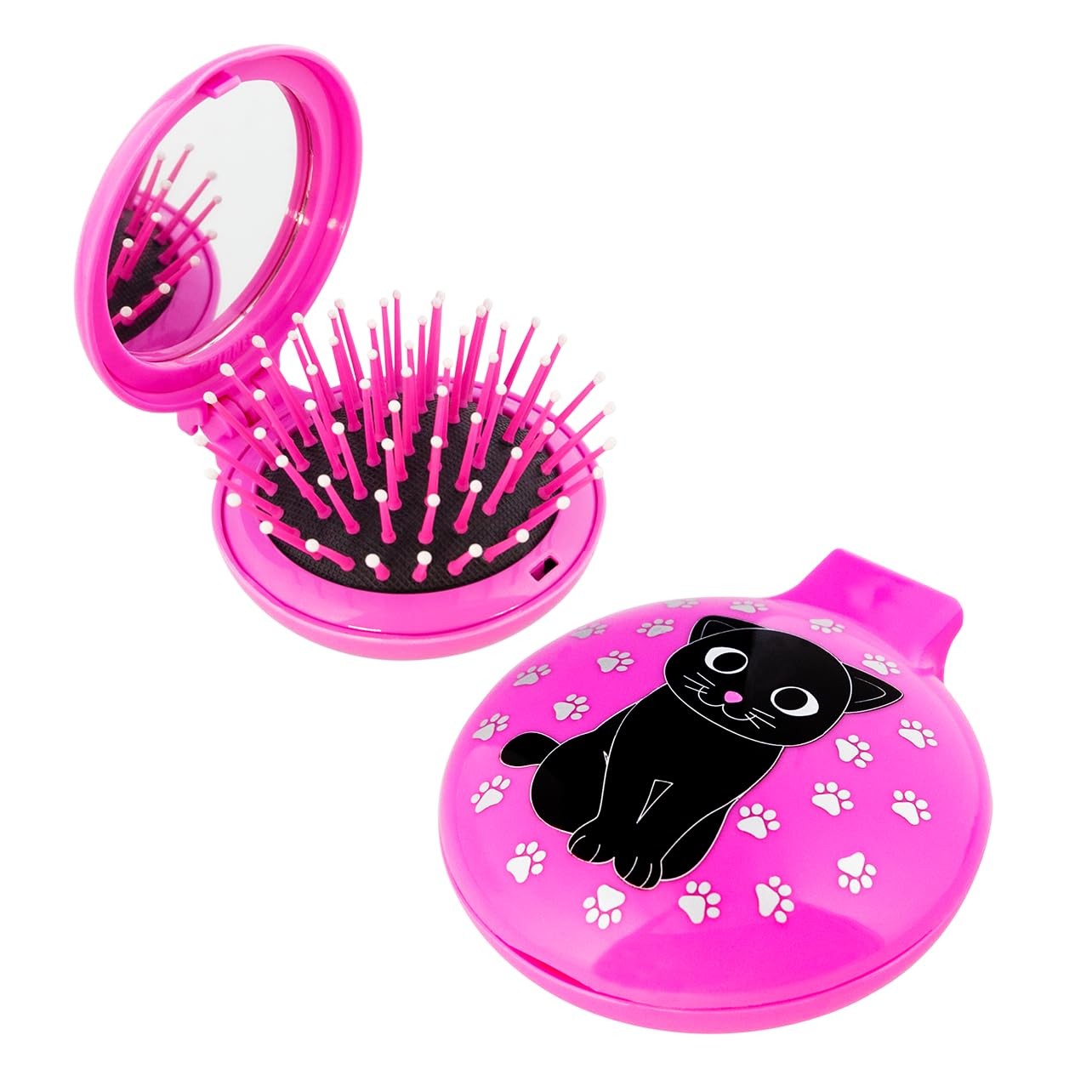 Brosse à cheveux miroir 2 en 1 Lady Retro pour enfants idéale à glisser dans le sac d'école