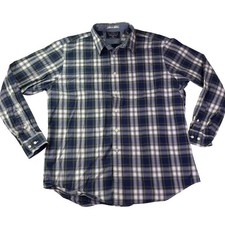 Nautica Shirt Mens XL Blue Green Plaid Long Sleeve Button Down Cotton Casual