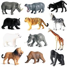 12 Pcs Figures Toys Realistic Mini Safari Zoo Animal Figurines Plastic Learni...