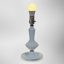 Vintage Milk Glass Swirl Table Lamp MCM Bedside Hobnail Tray Base Working No Sha