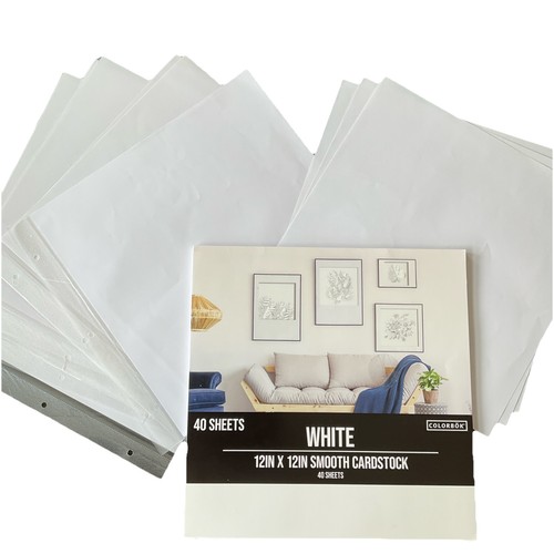 Scrapbooking Lot Colorbok White 12x12” Smooth Cardstock 40 Sheets with Inserts