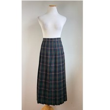 Vintage Tartan Plaid Pleated Skirt Size Large 30-31" Waist 90s Preppy Midi