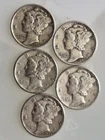 Set of 5 Mercury Silver Dimes | 1940's WWII Years | Lot of 5