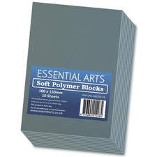 100 x 150mm Double Sided Soft Lino Polymer Blocks Pack of 10 &ndash; 3.2mm Thick...