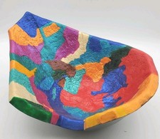 Painted Gourd Bowl With Folk Art Style Fall Festive Colorful Decor