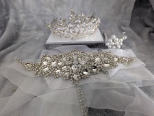 Sparkly Bridal Accessories Wedding Headpiece Belt and Tiara Bride