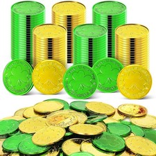 VICROIC 120 PCS St. Patrick s Day Shamrock Coins, Gold and Green