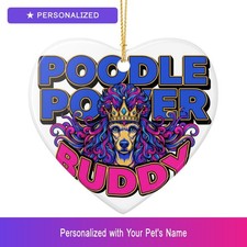 Custom Poodle Christmas Holiday Xmas Ornament Personalized Heart Shaped