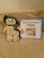 Vintage 1986 The Snowman 10" Plush Eden Toys Raymond Briggs and book discolored