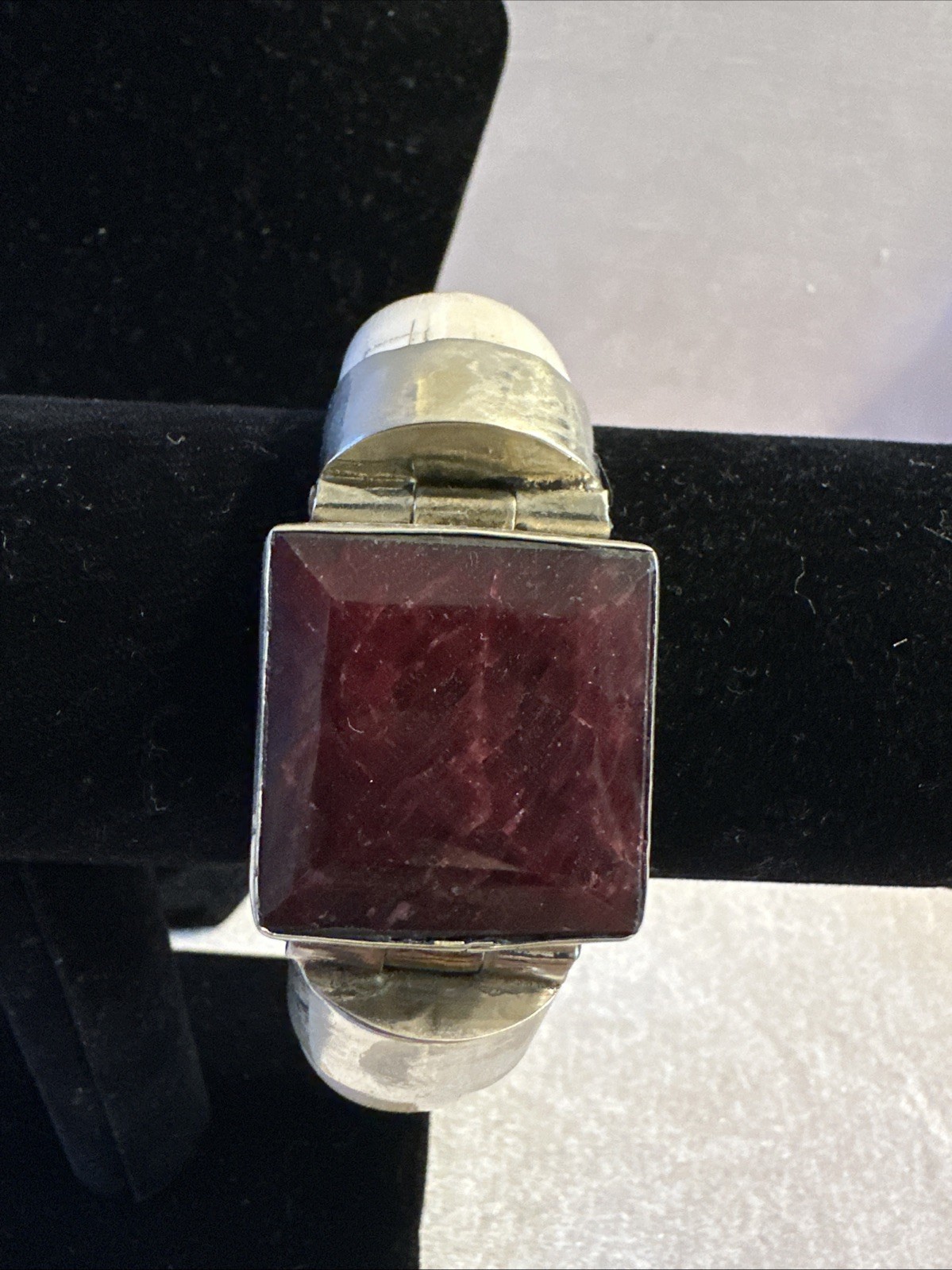 Bone Bangle With Large Ruby Stone - image 1