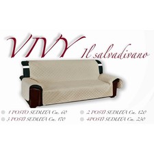 Copridivano Trapuntato Vivy Beige Ecrù - Proteggi Divano con Braccioli - Poliest